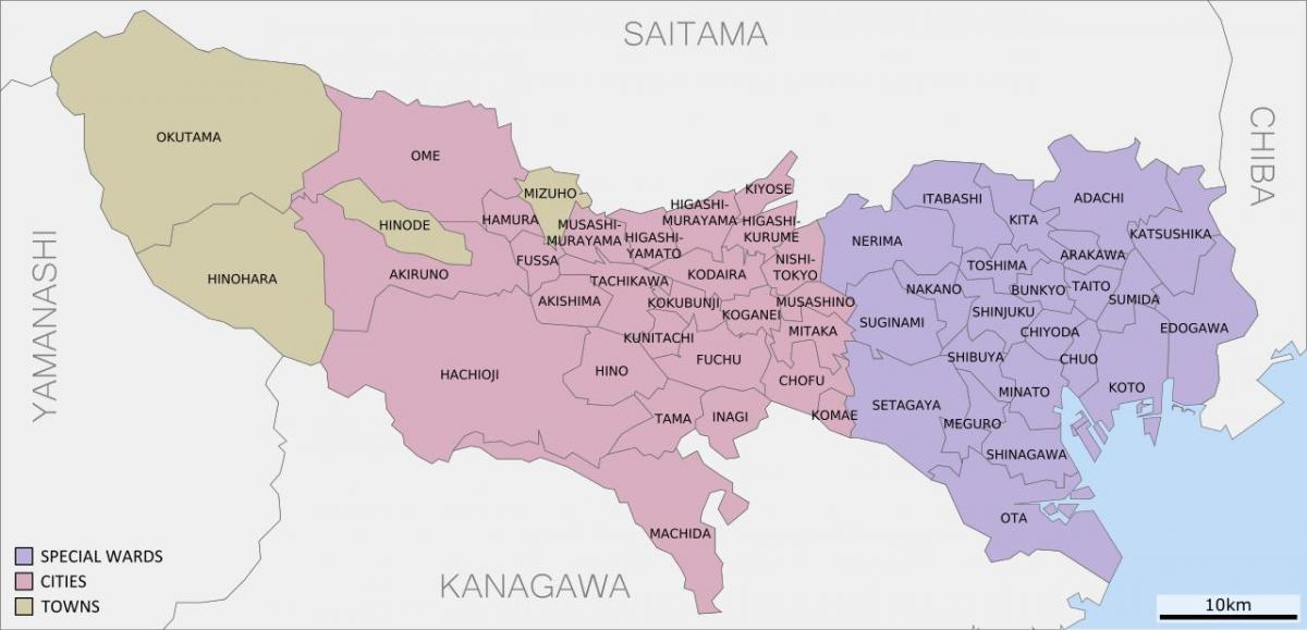 карта Токио префектуры