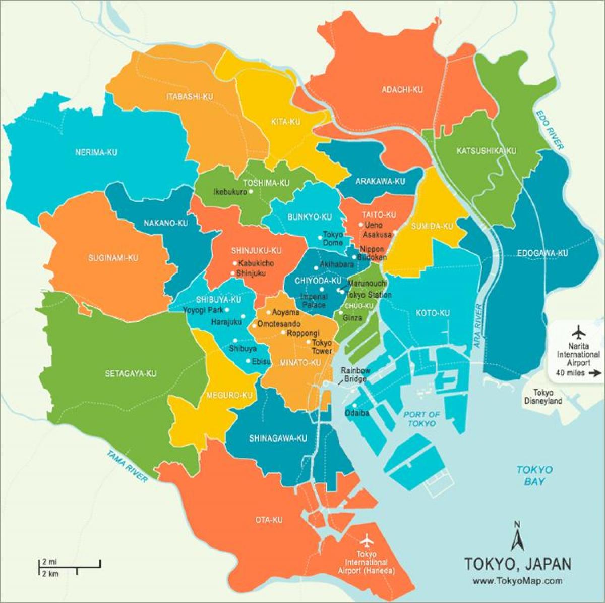 карта Токио пригороде