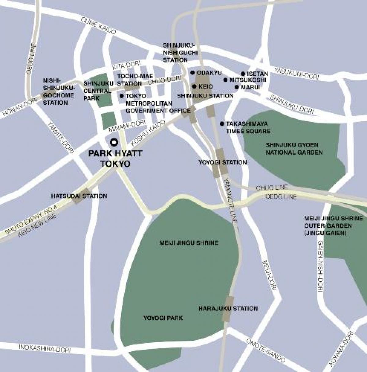 карта парк хаятт Токио