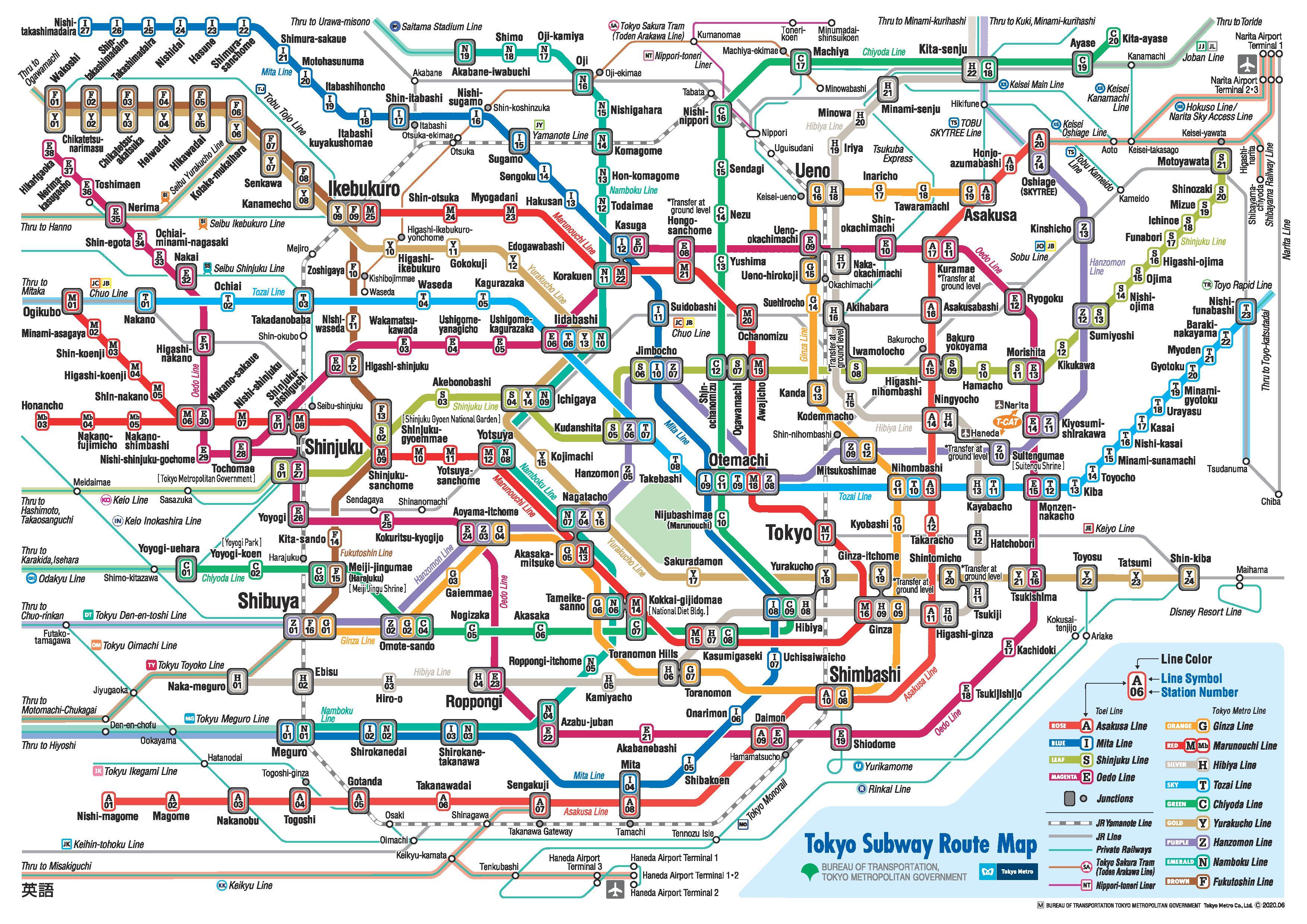 Токио метро карта метро карта Токио (Канто - Япония)