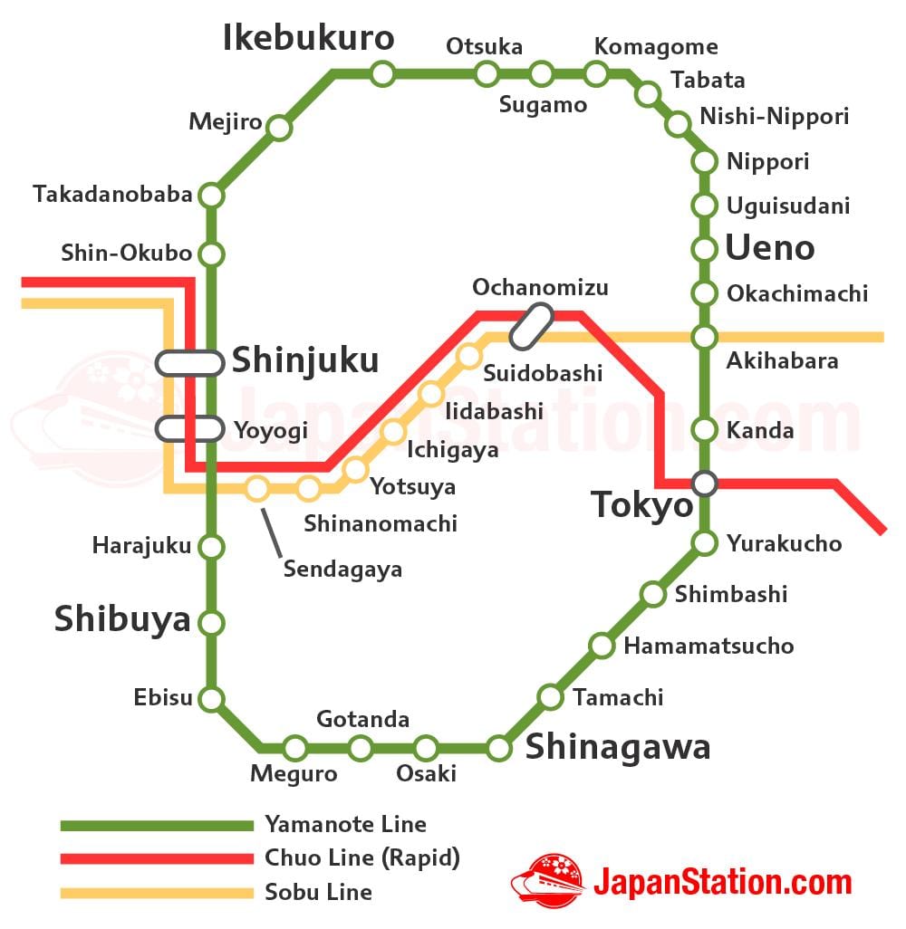 Токио по линии Jr карте