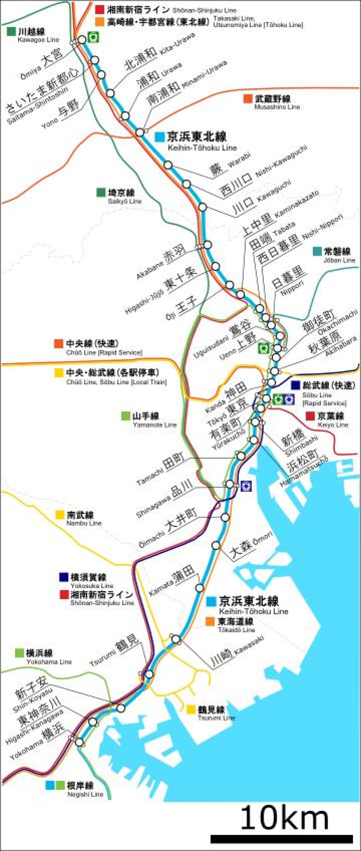 карта линия Кэйхин тохоку