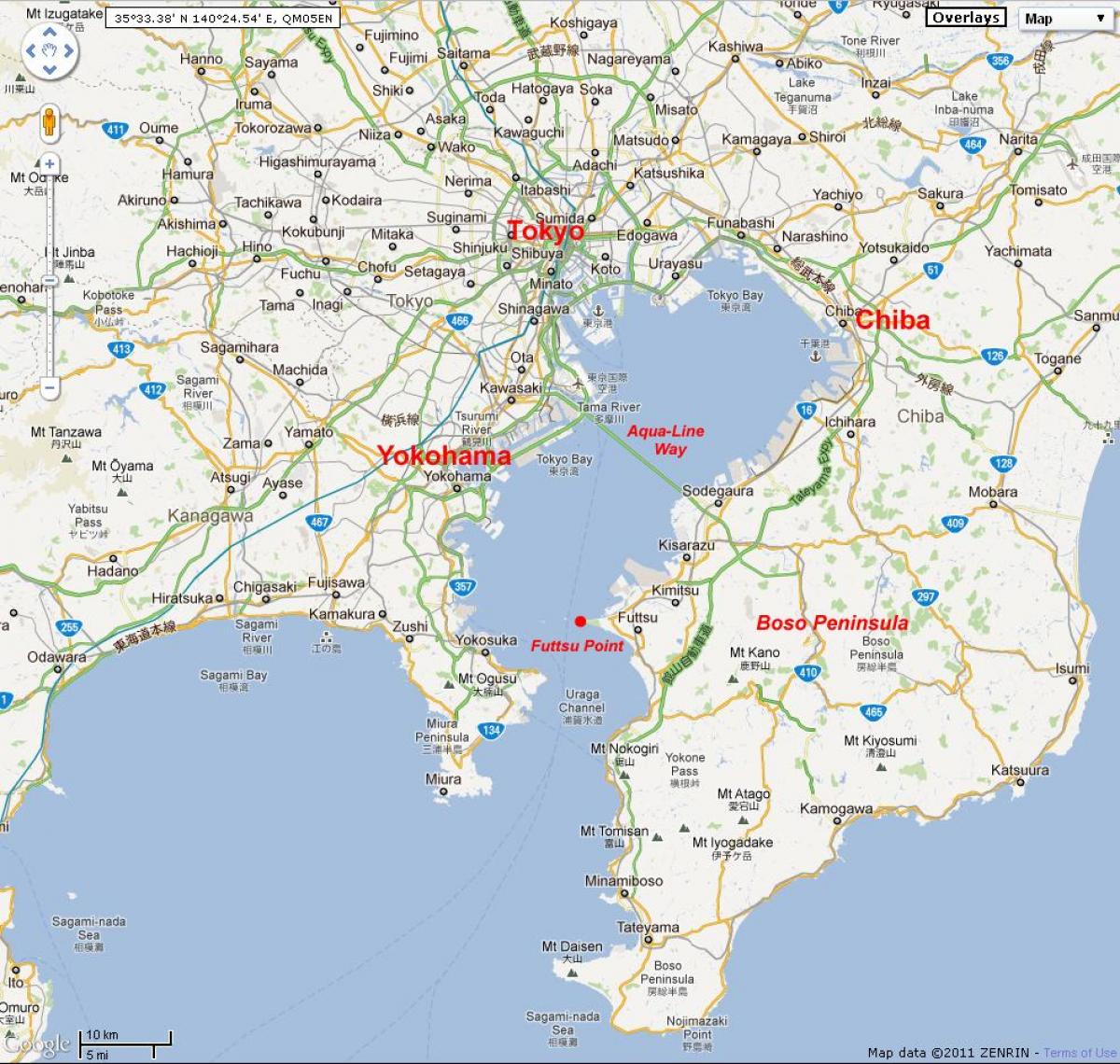 Токийский залив на карте Японии
