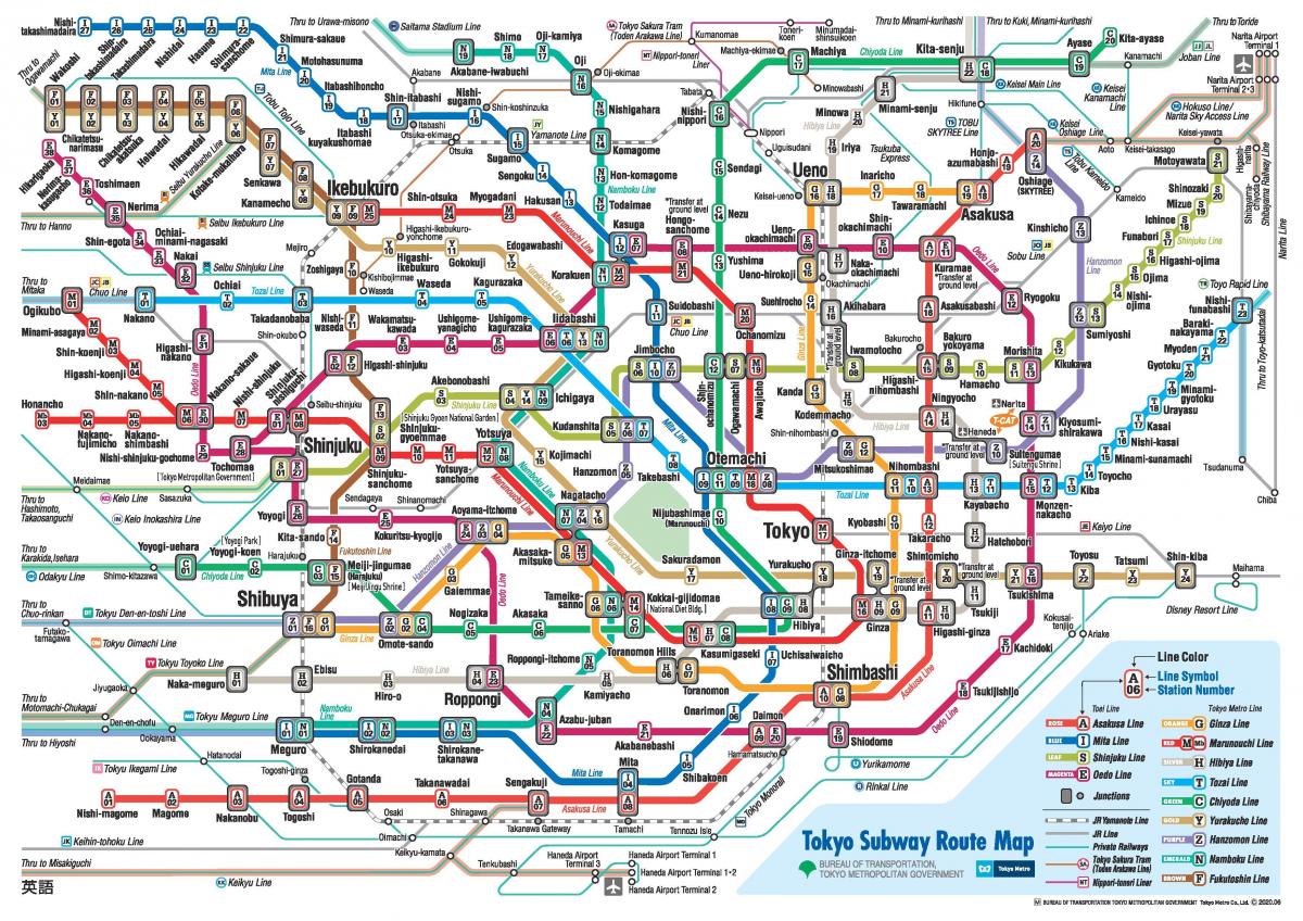 Токио карта метро на английском языке
