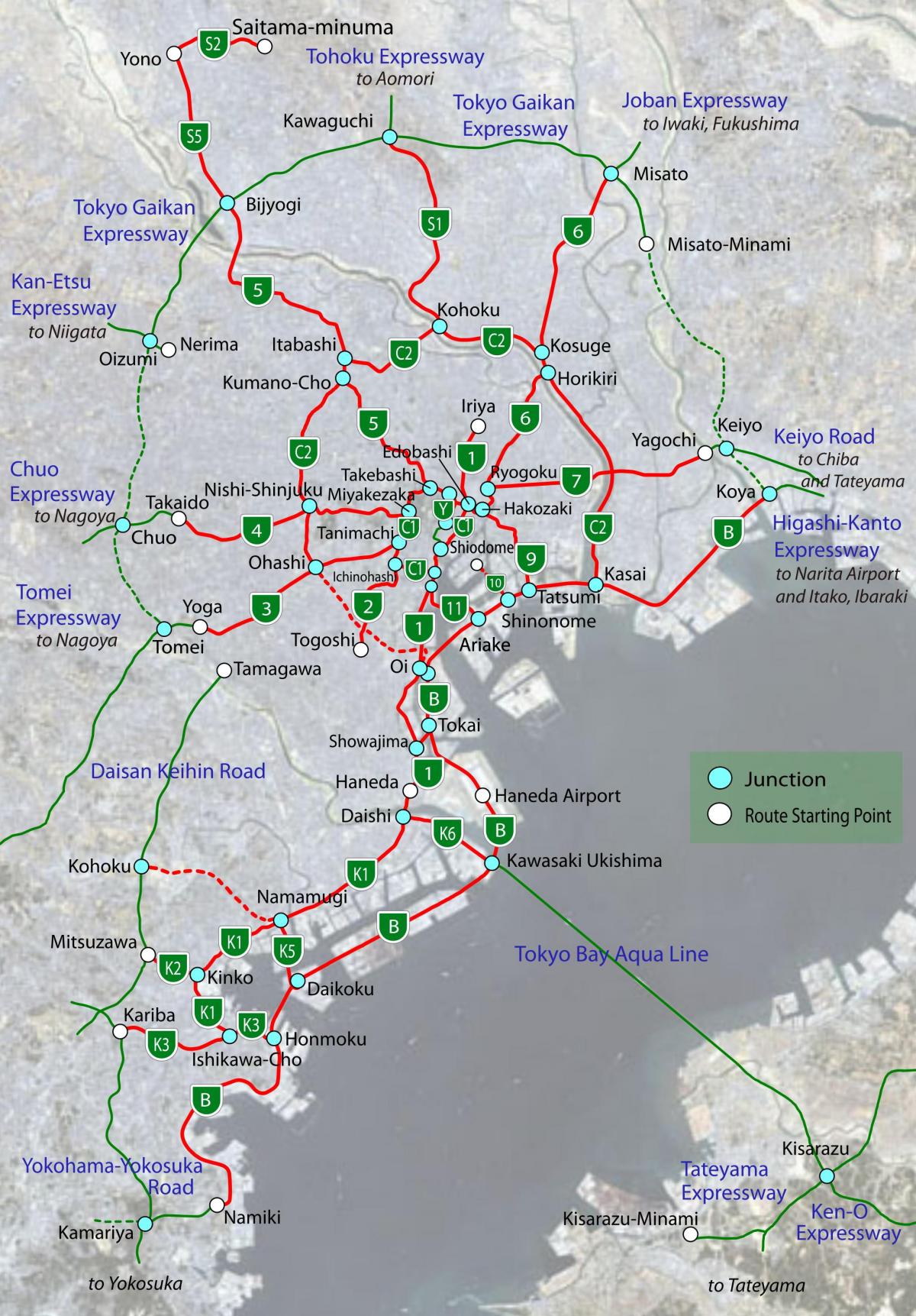карта Токио шоссе