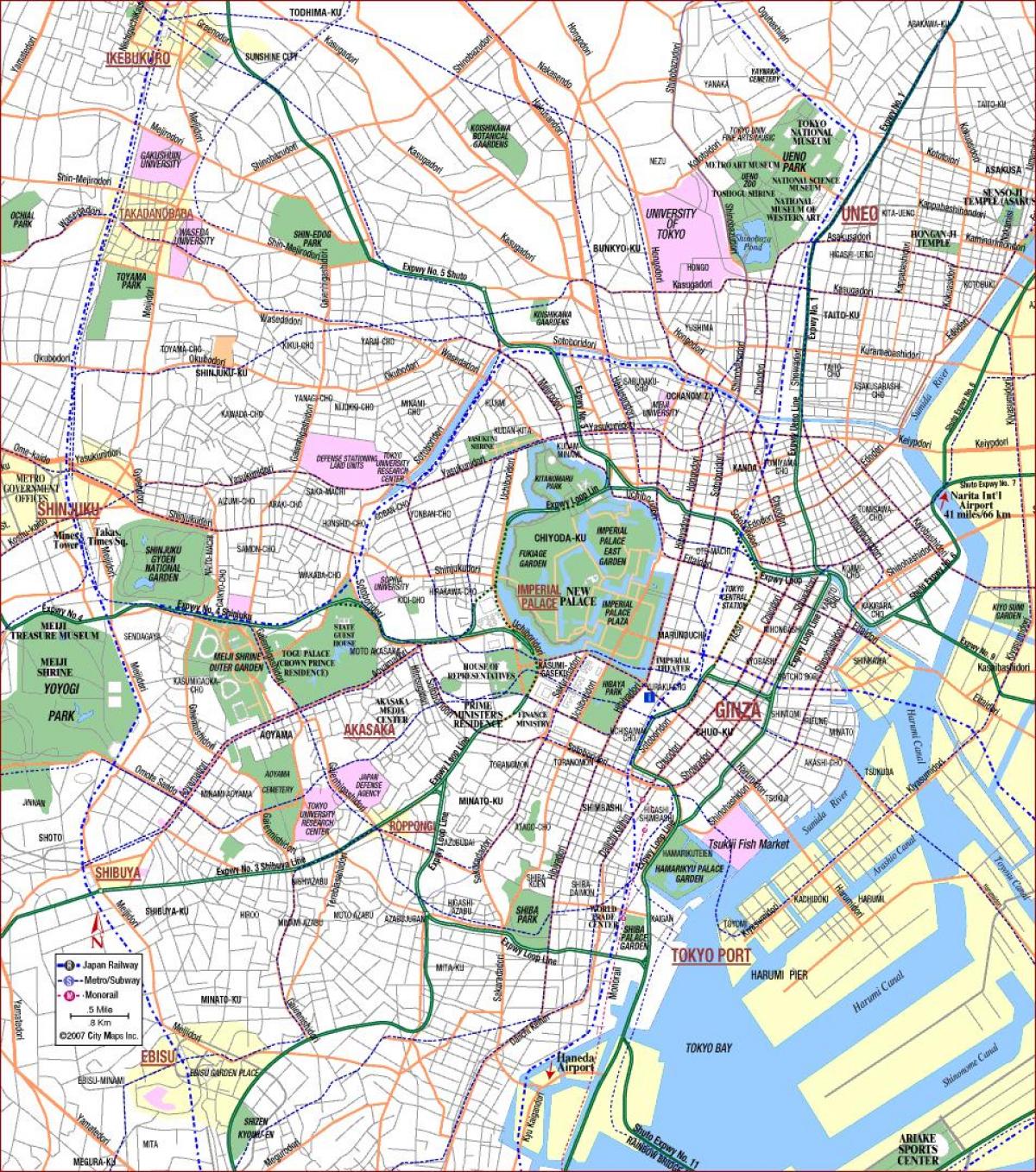 карта Токио парки