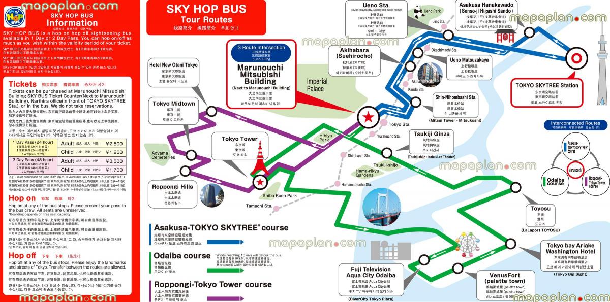 Токио-хоп-хоп-офф автобус карте