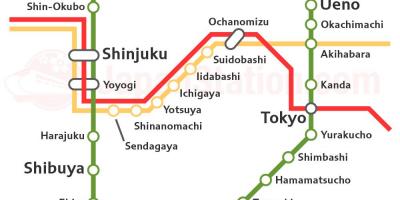 Токио по линии Jr карте